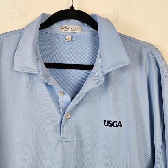 Peter Millar Summer Comfort USGA Short Sleeve Solid Sky Blue Polo Knit Shirt XL - Picture 4 of 9